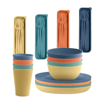 PLA campingservies set uit tarwegras