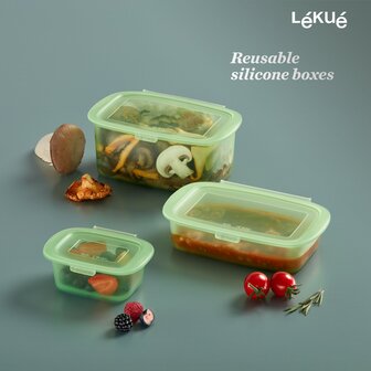 Lekue siliconen voorraaddozen in 3 maten bij Greenpicnic