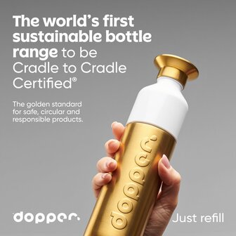 De Dopper Steel Gold, duurzame waterfles van RVS