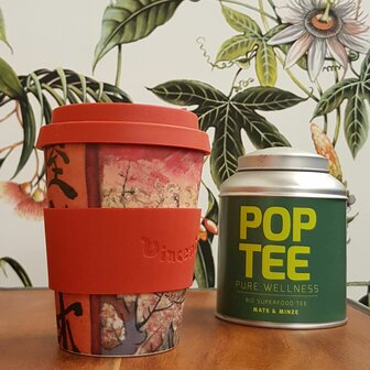 Ecoffeecup Flowering Plum met Pop Tee biologische thee bij Greenpicnic
