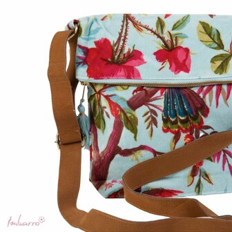 Imbarro Cross Body bag met Paradise print in Turquoise