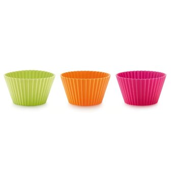 Lekue  muffinvormpjes in drie kleuren siliconen