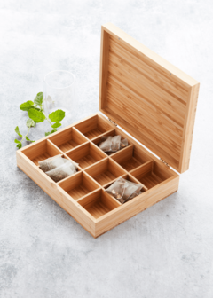 Tea Box Bamboo, Bamboe houten theedoos GreenPicnic