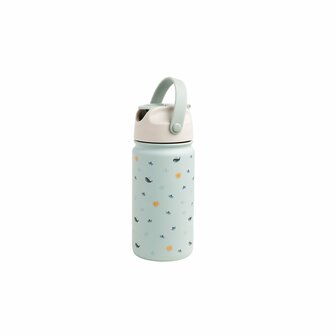 The Cotton Cloud thermosfles met rietje en drinktuit met Origami print