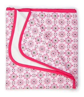 Keep Leaf Strolle Blanket Floral, roze wiegdeken van biologisch katoen