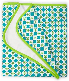Keep Leaf Strolle Blanket Tiles, groen  wiegdeken van biologisch katoen