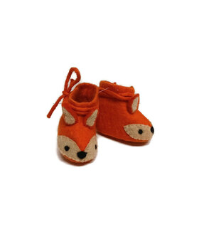 Fairtrade vilten baby slofjes met vos bij Greenpicnic