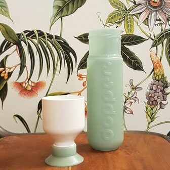 Dopper Moody Mint drinkfles met beker bij Greenpicnic