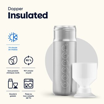 Informatie over Dopper insulated silver thermosfles