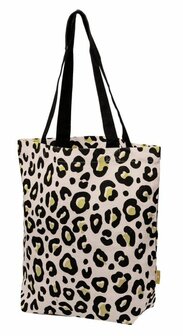 Moses Shopper Leo, schoudertas van biologisch katoen met panter print