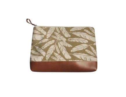 Fairtrade pouch, make-up tasje creme feathers