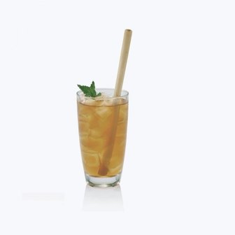 Bambu straw, rietje van bamboe in glas