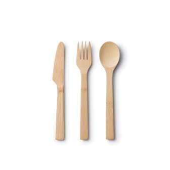 Bamboe houten bestek set, Bambu Knife, fork & spoon
