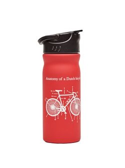 Rode Tulper drinkfles met fiets print.