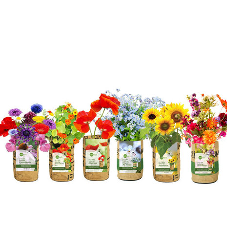 Bloemenkweektuintjes van Superwaste uit gerecyclede zakken