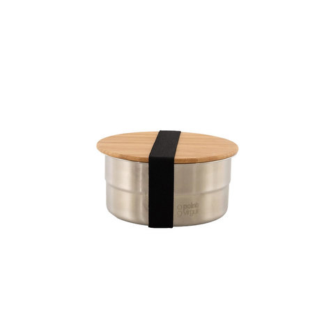 GreenPicnic - Point Virgule ronde lunchbox uit rvs met deksel uit bamboe 850ml