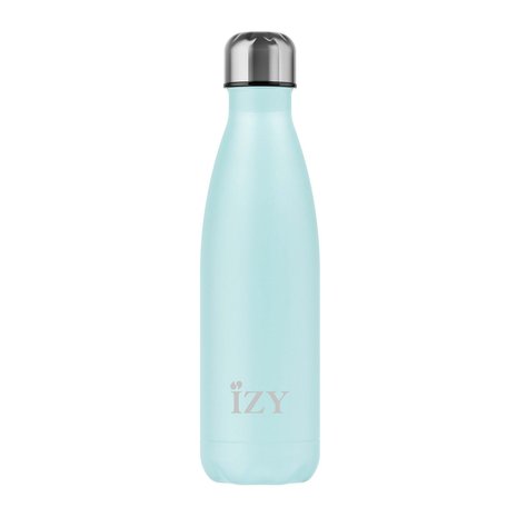 Blauwe Dubbelwandige RVS thermosfles van IZY Bottles, geur en smaak neutraal