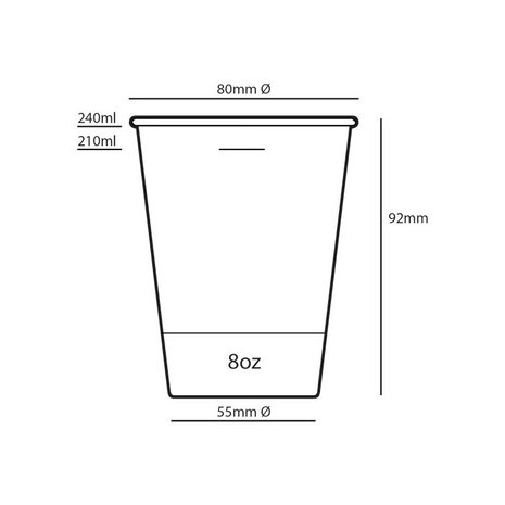 Afmeting Kraft koffiebekertje Biodisposable