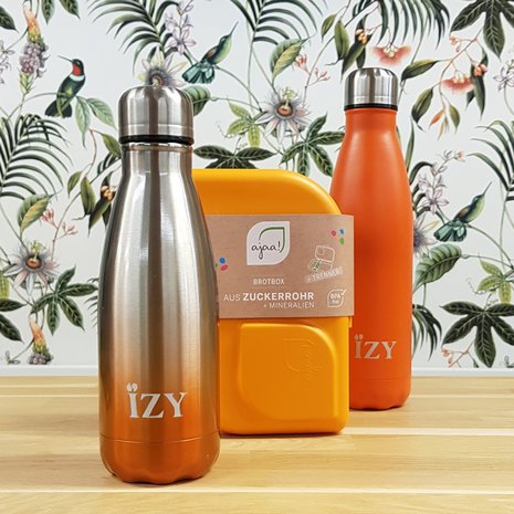 Izy bottles en Ajaa lunchbox oranje, Greenpicnic