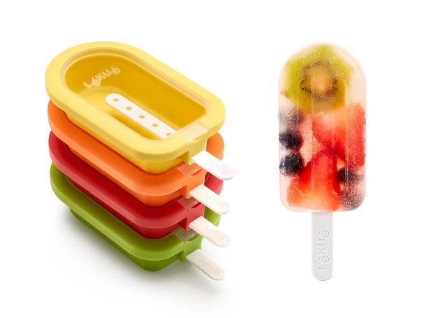 Lekue ijsjesvormpjes van silicone - Geel, groen, oranje of rood