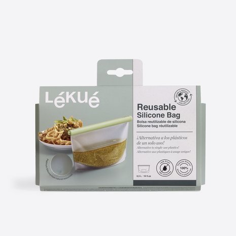 Lekue reusable silicone bag 500ml, GreenPicnic