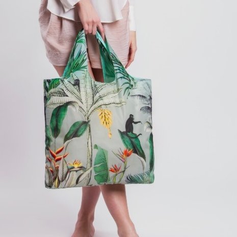 Ecozz opvouwbare shopper met rits met tropische print