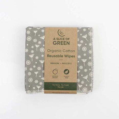 Reusable Wipes met Meadow print, bio katoenen doekjes van A Slice of Green