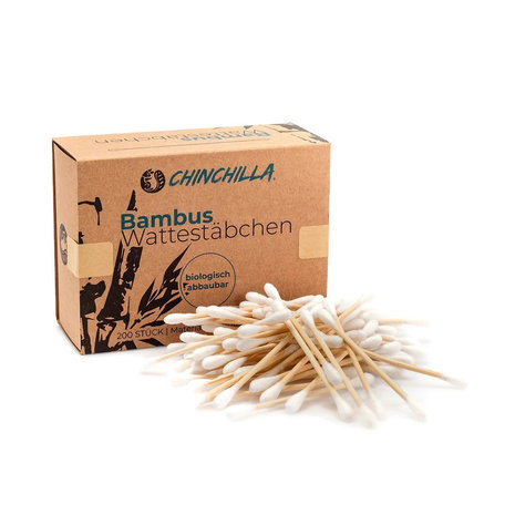 Chinchilla wattenstaafjes 200 stuks, gemaakt van biologisch bamboe - GreenPicnic