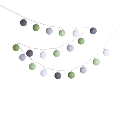 GreenPicnic - Fairtrade cotton ball lights verde buitenlichtslinger met 20 LED-lampjes