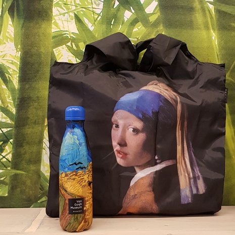 Izy bottle van Gogh en meisje met de parel tas Greenpicnic