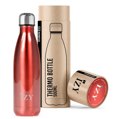 Izy Bottles Chrome Red, metalic rode thermosfles 500ml