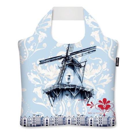 Ecozz ecoshopper opvouwbaar tasje met rits met molen print