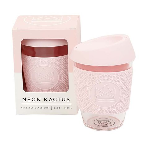 Neon Kactus Glas Cup Flamingo Pink, koffiebeker Greenpicnic