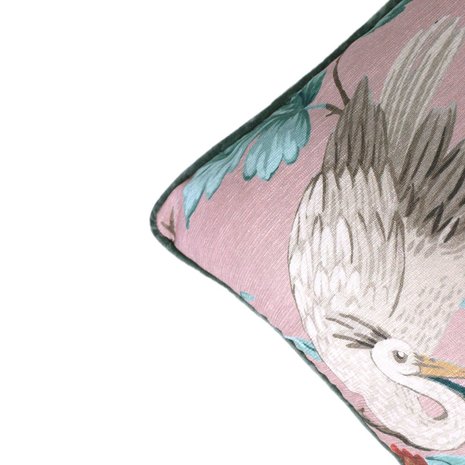 Katoen sierkussen Mara met kraanvogel print Greenpicnic