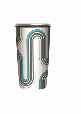 Dubbelwandige koffiebeker voor onderweg - Bamboo Slidecup Retro Design van bamboe en RVS