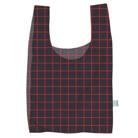 Rood met blauw geruit opvouwbaar tasje van KindBag bij Greenpicnic