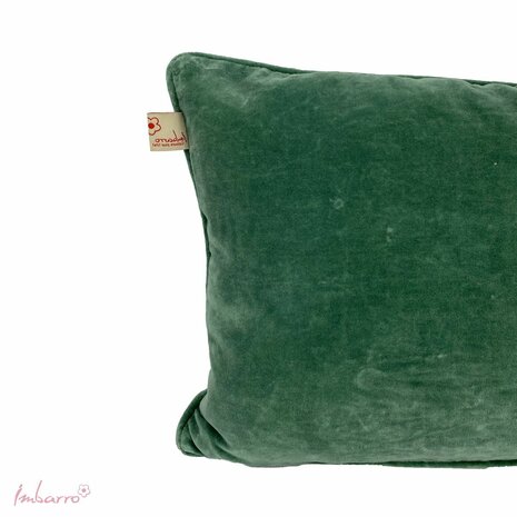 Detail Imbarro Cushion Lala P Green, fluwelen sierkussen - GreenPicnic