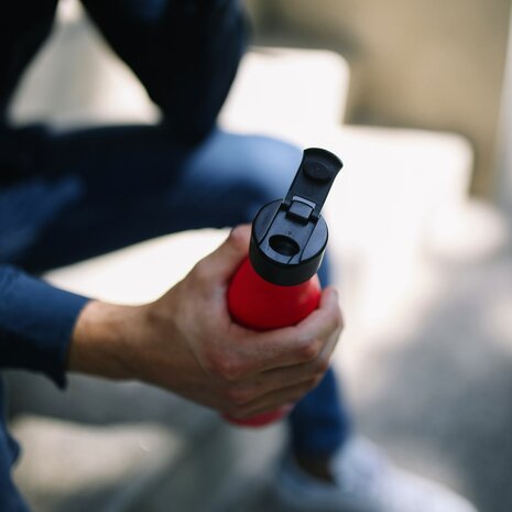 Qwetch RVS drinkfles met Easy Lid dop in zwart, Greenpicnic