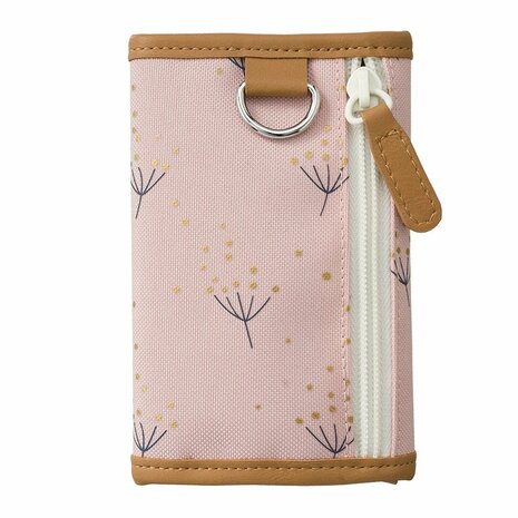 Grote portemonnaie van gerecyceld plastic, roze met paardebloem print Greenpicnic