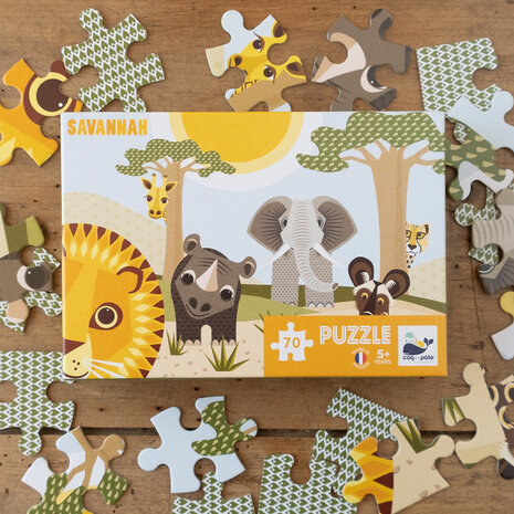 Duurzame kinderpuzzel met safari dieren Greenpicnic