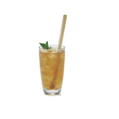 Bambu straw, rietje van bamboe in glas