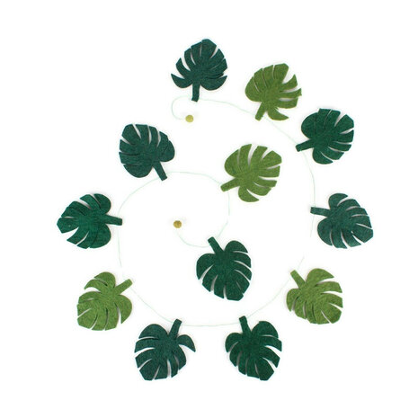 GreenPicnic groene viltslinger met bladeren - Eerlijke decoratie van Sjaal met Verhaal
