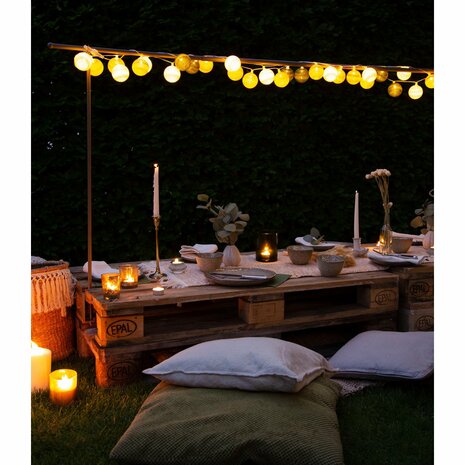 Fairtrade lichtbollen slinger van Cotton Ball Lights bij GreenPicnic Jardin