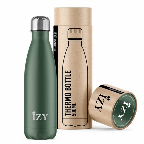 Izy Bottle Sandstone green, mosgroene thermosfles Greenpicnic