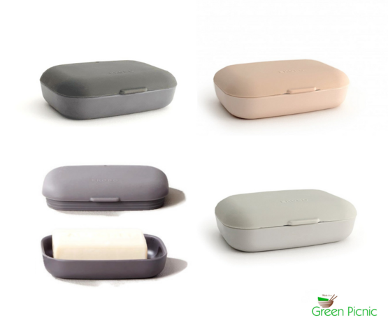 Ekobo Rectangular Travel soap box, zeepdoosje van bamboe en silicone Greenpicnic