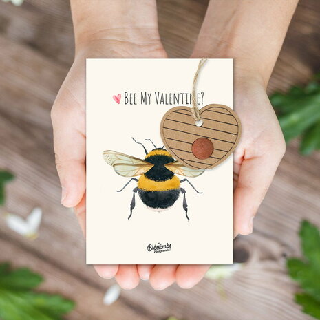 Blossombs Bee My Valentine kaart met bloembommetje, GreenPicnic