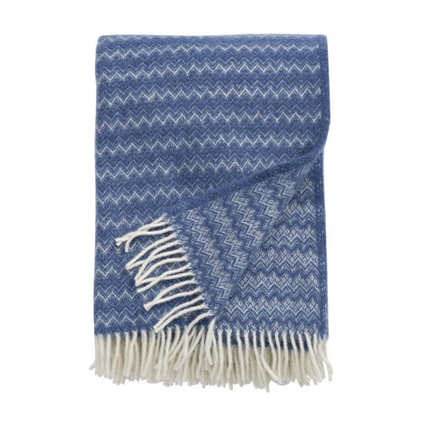 GreenPicnic - Summit Sea Blue eco woven lambs wool, ecowollen plaid van Klippan