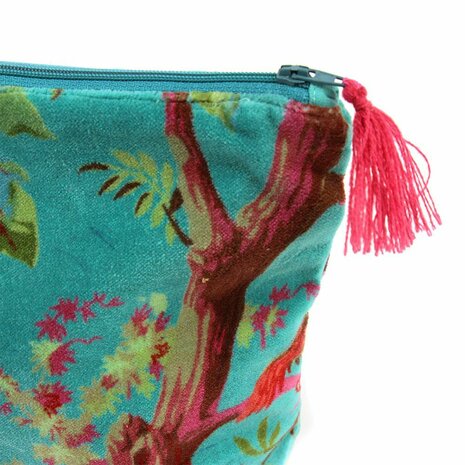 Detail Imbarro Pouch Paradise turquoise, zacht make-up tasje met rits