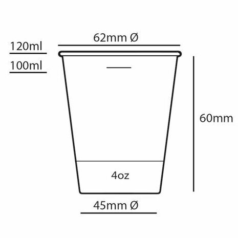 Afmetingen 120ml Bio wegwerp bekers Plasticvrij Greenpicnic