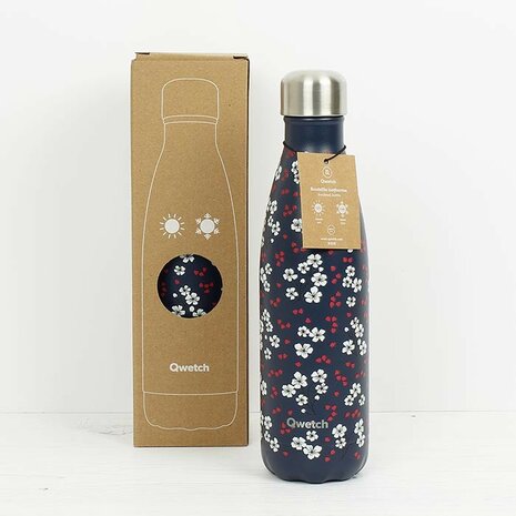 Qwetch Hanami Blue 500ml RVS thermosfles bij Greenpicnic